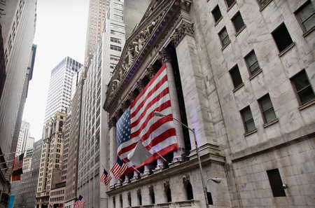 NEW YORK CITY, USA - OCTOBER 9: Wall Street with New York Stock Exchange in Manhattan Finance...