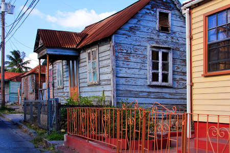 Old houses in village on island Barbadosの写真素材