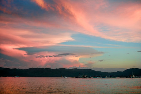 Sunset on the tropical island. Philippines