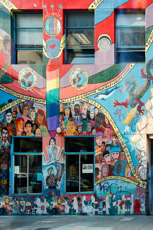 SAN FRANCISCO, CA - SEPTEMBER 13, 2011: Wall of graffiti in San Francisco, 13 September 2011, Californiaのeditorial素材