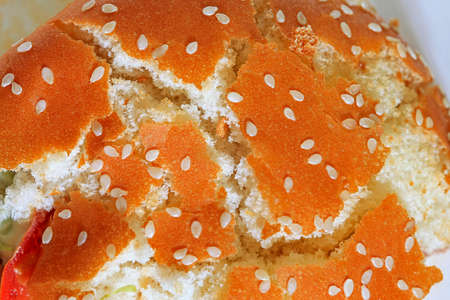 Bread with sesame seeds close-upの写真素材