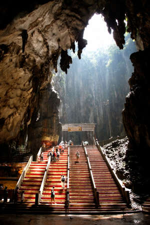 Ancient Batu Caves in Malaysia having a hindu temple inside. Kuala  Lumpurのeditorial素材