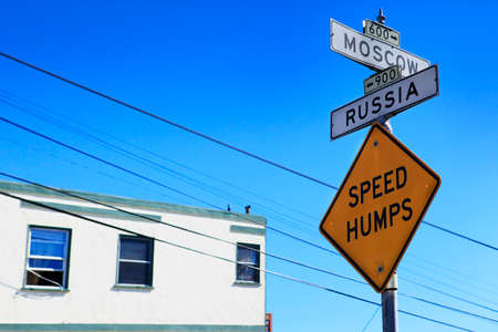 At the intersection of Russia Ave and Moscow Street in San Francisco, California.