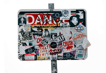 Los Angeles, CA,USA - September 17, 2011: Bulletin board isolated on a white background on Hollywood Hills, Los Angelesのeditorial素材