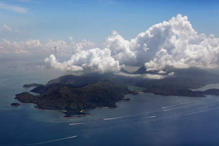 Coast of island of Bali from an airplane from the height of bird flight. Indonesiaの写真素材