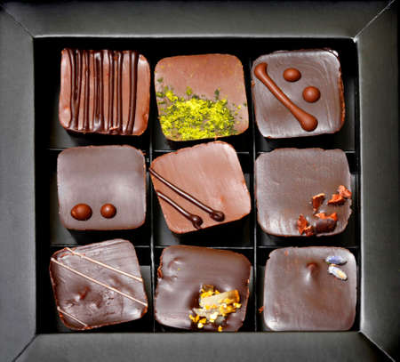 Chocolate candies in a boxの写真素材