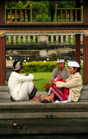 Ubud, Bali, Indonesia - November 09, 2008 : Buddhist monks in Ulun Danu Temple on Baliのeditorial素材