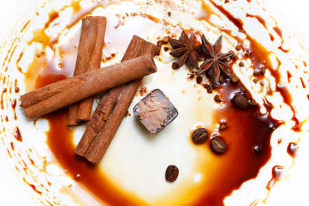 Chocolate candy isolated with anice and cinnamonの写真素材