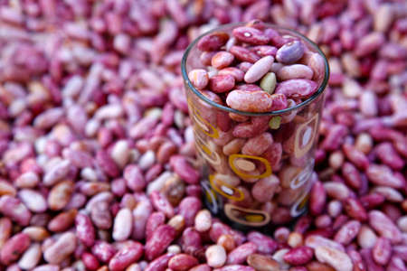 A closeup of dry great pink beans.の写真素材