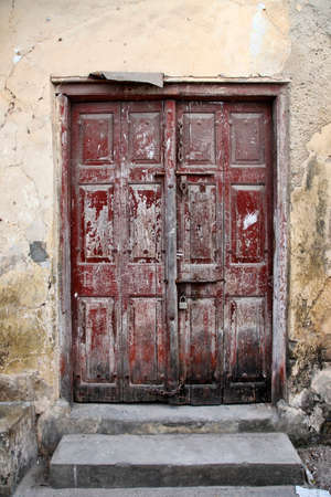 Old wooden door at Stone Town the capital of Zanzibar island East Africa.の写真素材