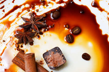 Chocolate candy isolated with anice and cinnamonの写真素材