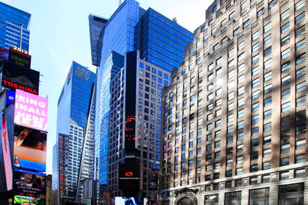 New York, NY, USA - May 17, 2013: Times Square, featured with Broadway Theaters and huge number of LED signs, is a symbol of New York City and the United States, May 17, 2013 in Manhattan, New York Cityのeditorial素材