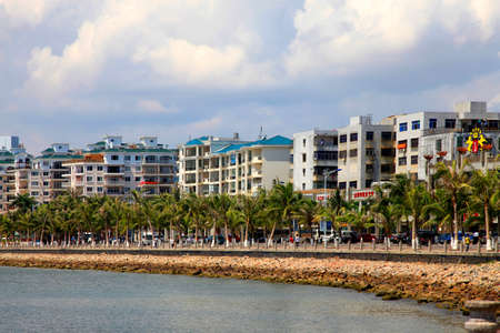 Hainan, China - April 4, 2012: The coast of Sanya on Hainan Island, Chinaのeditorial素材