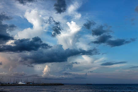 Dramatic sky above Larnaca, Cyprus. Larnaca has dry-summer subtropical climate.の写真素材