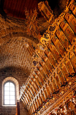 The interior of the St Lazarus church with the golden iconostasis, Larnaka, Cyprus.のeditorial素材