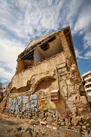 Larnaca, Cyprus - May 17, 2016: Older from of a building that needs repairのeditorial素材
