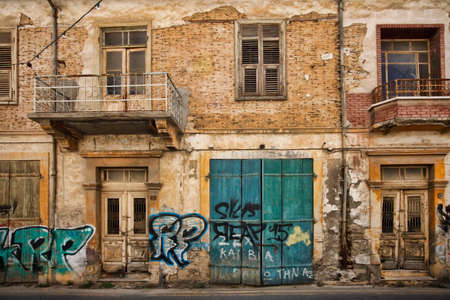 Larnaca, Cyprus - May 17, 2016: Older from of a building that needs repairのeditorial素材