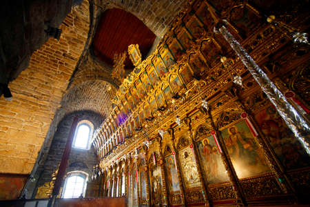 The interior of the St Lazarus church with the golden iconostasis. Larnaca, Cyprusのeditorial素材