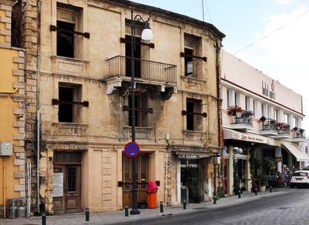 Larnaca, Cyprus - May 23, 2016: Street in Larnaca with shops and souvenir shops. Larnaca, Cyprus.のeditorial素材