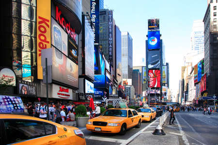 New York, NY, USA - May 17, 2013: Times Square, featured with Broadway Theaters and huge number of LED signs, is a symbol of New York City and the United States, May 17, 2013 in Manhattan, New York Cityのeditorial素材