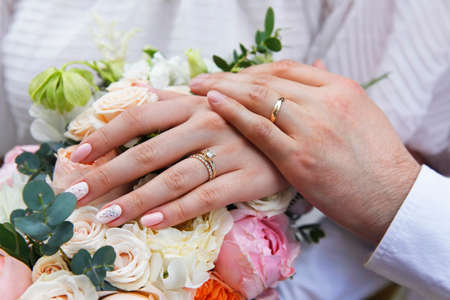 The groom keep the bride for handsの写真素材
