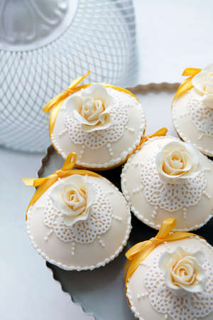 Beautiful wedding cake close-upの写真素材