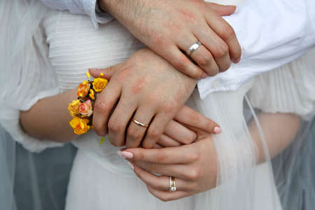 The groom keep the bride for handsの写真素材