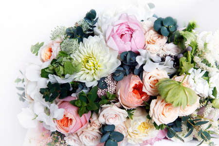 Wedding bouquet on white isolated backgroundの写真素材