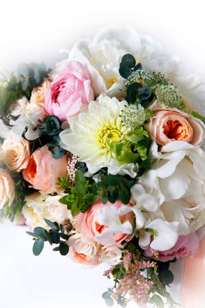 Wedding bouquet on white isolated backgroundの写真素材