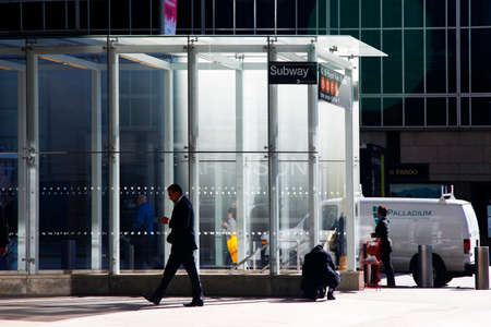 NEW YORK, USA - October 11, 2012: Subway entrance in Times Square in New York City. Manhattan, New York City.のeditorial素材