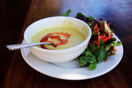 Mexican corn soup-puree with fresh vegetablesの写真素材