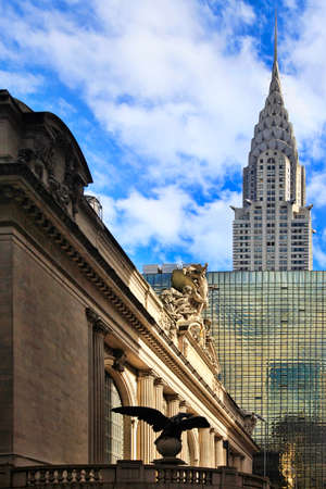 New York, USA - October 12, 2012: Corinthian style sculpture on Grand Central Terminal in New York City. Grand Central Terminal is the busiest train station in the United States.のeditorial素材