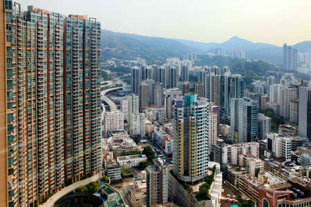 Residential building in Hong Kong. The city is one of the most populated areas in the world.のeditorial素材