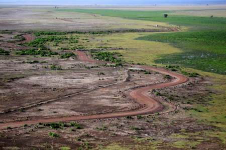 Road in the African savannah. Amboseli national park in Keniaの写真素材