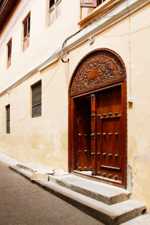 Old wooden door at Stone Town the capital of Zanzibar island East Africa. Zanzibarの写真素材