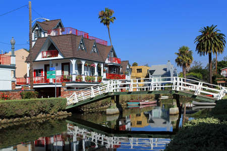 View at the Mission Creek river in Santa Barbara during a hot sunny day.の写真素材