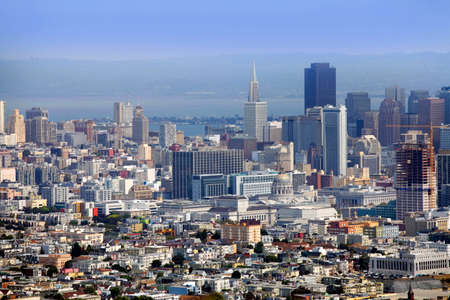 Panorama view of downtown financial district of San Francisco, Californiaのeditorial素材
