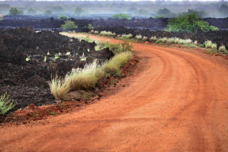 Frozen volcanic lava in the eastern Tsavo National Park in Kenyaの写真素材