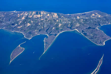 Aerial view of small island Key Biscayne, Florida.の写真素材