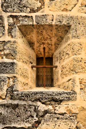 Window on the facade of the building Columbus Alcazar, Santo Domingoの写真素材