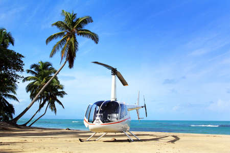 Small helicopter for excursions on a deserted beach. Dominican Republicの写真素材