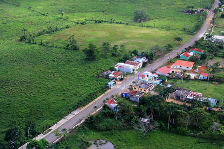 Aerial view of the Village in the Dominican Republic, La Altagraciaの写真素材