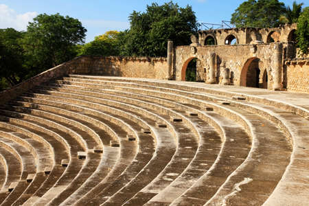 Amphitheater at Altos de Chavon, a re-creation of a mediterranean style European village located atop the Chavon River in La Romana, Dominican Republic. It is the most popular attraction in the city and also hosts a cultural center and an archeological museumの写真素材