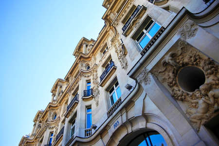 Parisian apartment building in Paris, Franceの写真素材