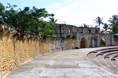 Amphitheater at Altos de Chavon, a re-creation of a mediterranean style European village located atop the Chavon River in La Romana, Dominican Republic. It is the most popular attraction in the city and also hosts a cultural center and an archeological museumの写真素材