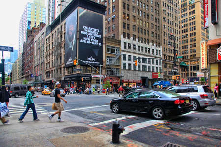 New York City, NY, USA - May 19, 2013: Times Square, featured with Broadway Theaters and huge number...