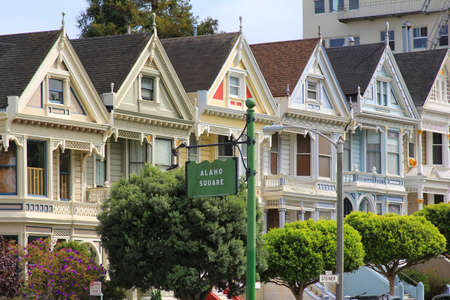 Painted Ladies at Alamo Square, San Francisco, Californiaのeditorial素材