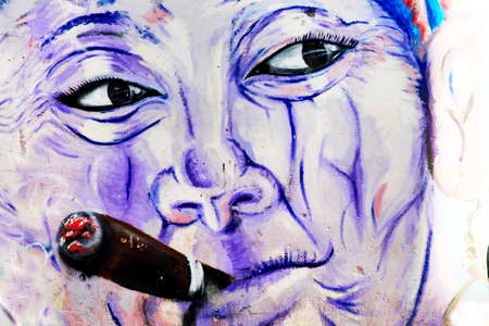 Graffiti on the wall of a building in Havanaのeditorial素材