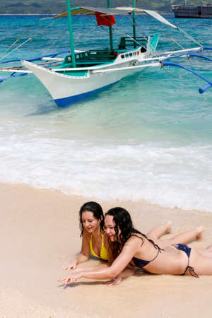 Enjoying the beach. Boracay, Philippinesの写真素材
