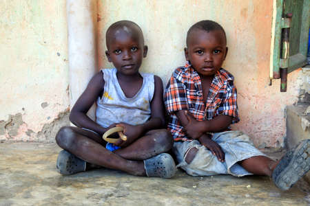 UKUNDA, KENYA - January 12, 2017: African children from Ukunda, Kenya. Africaのeditorial素材